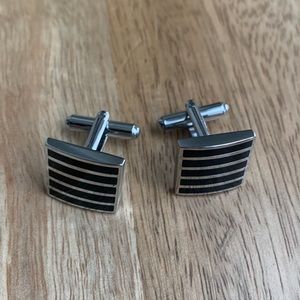 Black and silver finish cuff links